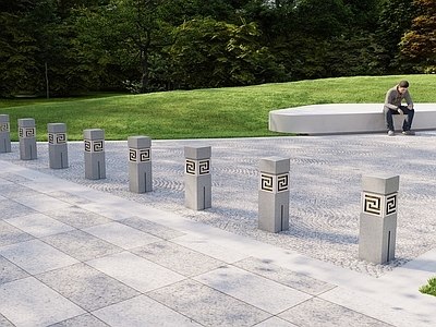 新中式景观其他景观小品 车挡柱 中式车挡柱 景观车挡柱 景观车挡 石材景观车挡