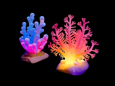 赛博朋克风鱼缸 珊瑚灯光海洋生物