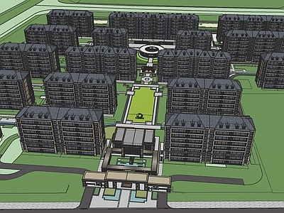 新中式小区建筑 新中式 住区景观