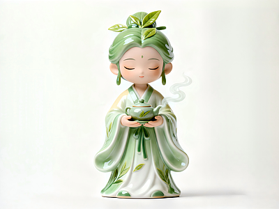 新中式雕塑摆件 茶叶卡通IP 雕塑 摆件 陶瓷艺术品 美陈