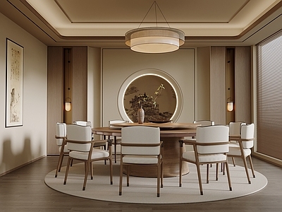 新中式包厢 包厢 包间 餐桌椅