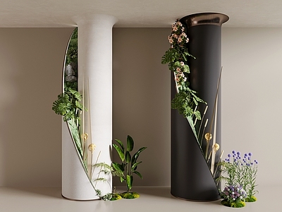 现代轻奢柱子 异形柱 绿植柱 装饰柱  造型柱 植物造景