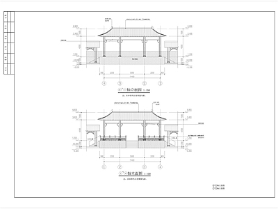 仿古建筑 仿古门楼长廊 古建门楼 古建长廊 古建门头 古建大门 施工图