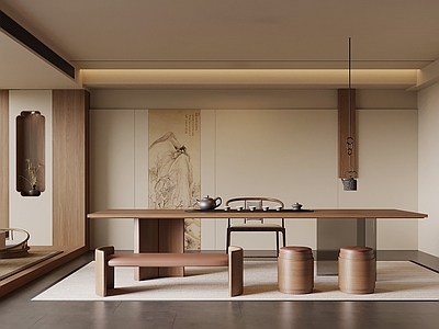 新中式茶室 茶室 茶桌椅 茶叶柜