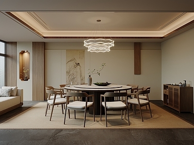 新中式包厢 包厢 包间 餐桌椅