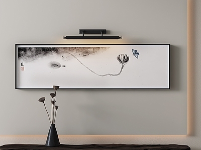 新中式玄关 新中式装饰画 长条艺术挂画 禅意挂画 水墨画 黑白艺术挂画