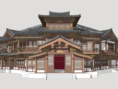 日式传统建筑风格古建筑 古风商业街 唐朝建筑 民俗商业建筑 影视建筑