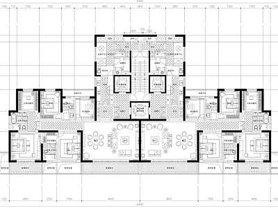 现代住宅楼建筑 第四代住宅 大平层高层豪宅 T2新规 260平 南北通透 施工图