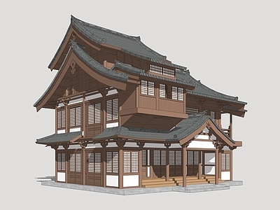 日式古建筑 唐风古建 影视建筑 国风商业建筑 古风建筑模型