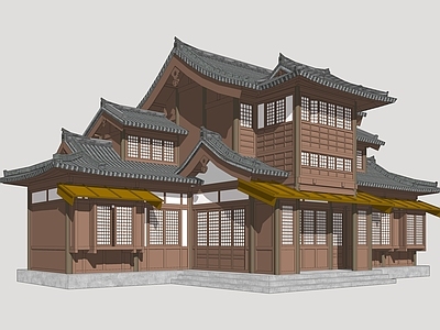 日式传统风格建筑 唐风建筑 影视建筑 古风商业建筑 古风商业街