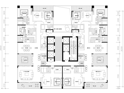现代住宅楼建筑 第四代住宅 大平层高层豪宅 T2新规 400平大户型 南北通透 施工图