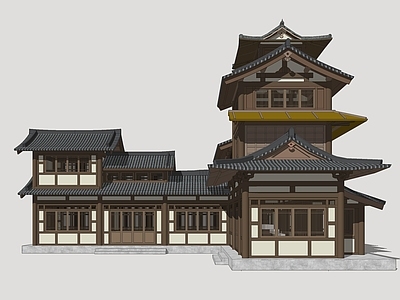 日式传统古建筑 唐风古建 影视建筑 国风商业街 古风商业建筑 民俗商业街