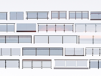 现代简约围栏护栏 玻璃栏杆 阳台栏杆