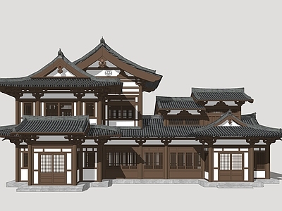 中式古建筑 唐风建筑 古风商业建筑 影视建筑 唐风影视建筑 古风商业街