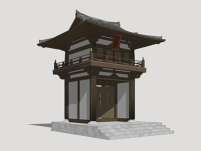 日式传统建筑风格寺庙建筑 唐风建筑大门 影视建筑大门 古风建筑门楼