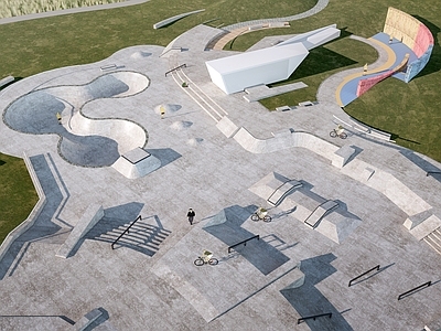 现代主义广场景观 极限运动公园 滑板场地 滑板公园