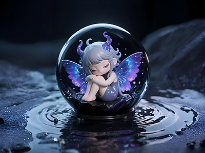 梦幻潮玩风雕塑摆件 暗黑天使卡通IP 潮玩 摆件 雕塑 美陈
