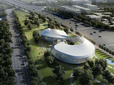 参数化设计科技馆 渲染文件 精模 场景