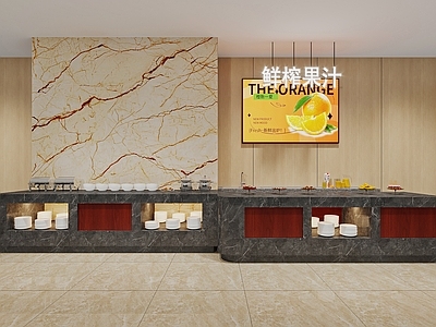 现代简约自助餐厅 中岛台  自助餐台