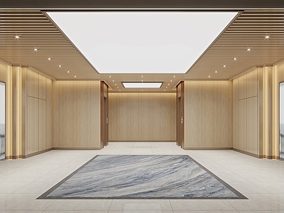 原木风电梯间 办公大厅  电梯厅