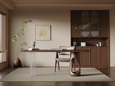 新中式茶室 茶室 茶桌椅 茶柜