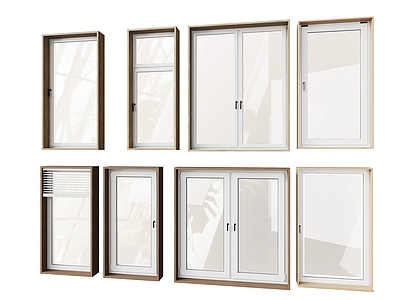 现代简约窗户组合 现代窗户 平开窗 推拉窗 中古窗户 窗框