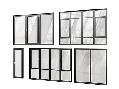 现代简约窗户组合 现代窗户 平开窗 推拉窗 中古窗户 窗框