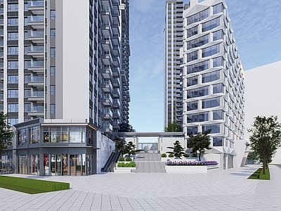 现代主义入口大门 小区门楼 小区入口 住宅入口门楼 入口阶梯景观 入口高差