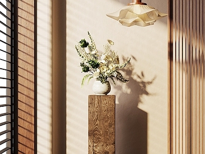 日式花艺 现代花瓶 花艺花卉 宋式花瓶 屏风 中古吊灯