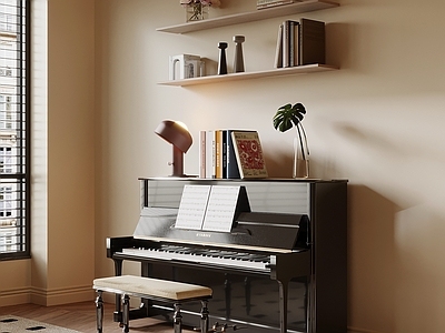 奶油风娱乐器材 钢琴