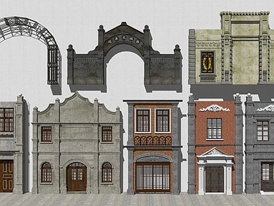 复古古建筑 民国老上海建筑 老上海门楼建筑