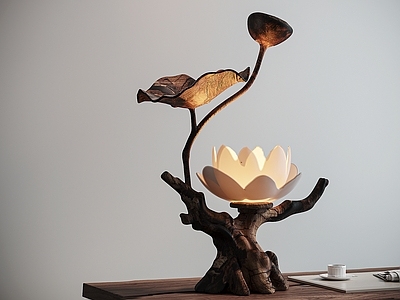 新中式台灯 荷花复古台灯 禅意台灯