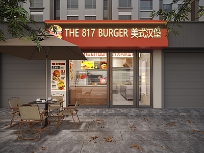 现代简约快餐店 餐饮 汉堡店 门头