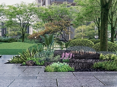 现代自然风口袋公园 轻奢景观 口袋公园 石头 入口 日式景观