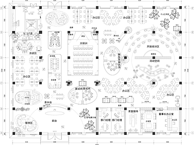 现代开放办公室 董事长办公室 总经理办公室 共享办公室 小办公室 办公家具 施工图