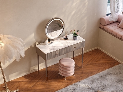 奶油风梳妆台 法式 奶油风 成品梳妆台 北欧风 主卧室