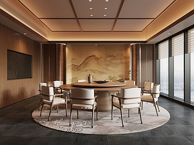 新中式包厢 包厢 包间c 餐桌椅