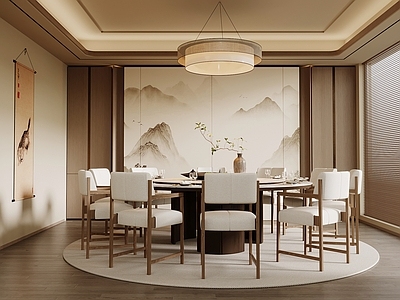 新中式包厢 包厢 包间 餐桌椅