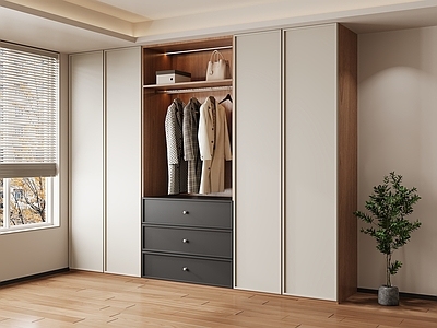 现代简约衣帽间 卧室 衣柜 实木衣柜 拼色衣柜 造型衣柜