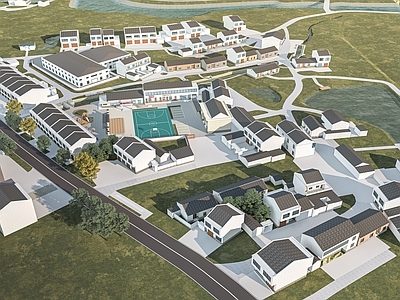 新中式鸟瞰规划 乡村民房