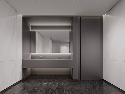 极简公共卫生间 现代公共卫生间 公共洗手间 商场卫生间 公共厕所