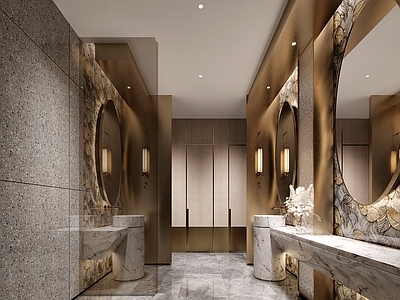 意式轻奢公共卫生间 现代公共卫生间 公共洗手间 售楼部洗手间 商场卫生间 轻奢卫生间