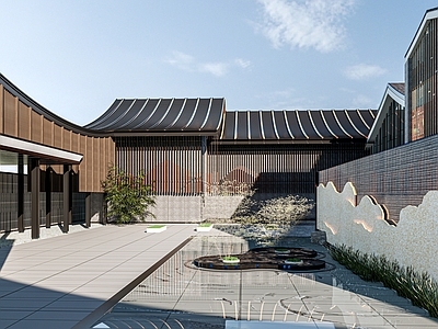 新中式乡村民房 公共建筑 展馆建筑