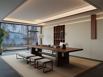 新中式茶室 茶室 茶桌椅 茶台