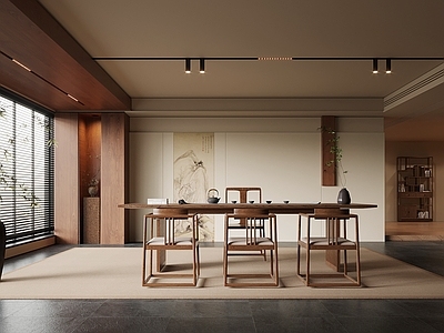 新中式茶室 茶室 茶桌椅 茶台