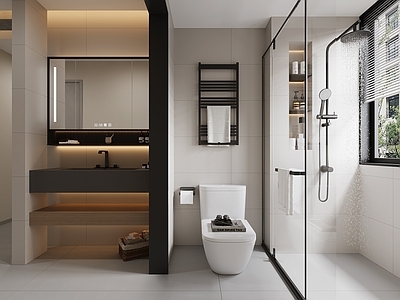 现代简约卫生间 现代奶油卫生间