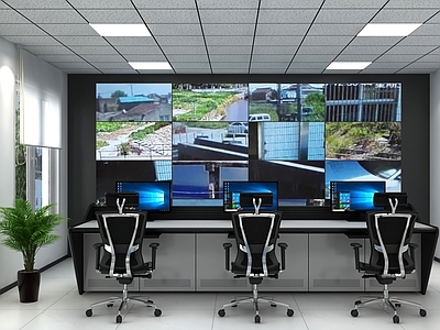 现代简约监控室 监控室 指挥调度室 控制室办公室 指挥中心 会议室调度室