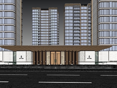 现代主义入口大门 中铁武侯西派御府 示范区前场 海派精工入口门口 酒店式 奢石