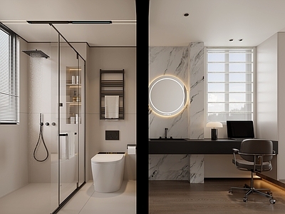 现代简约卫生间 现代卫生间 书桌