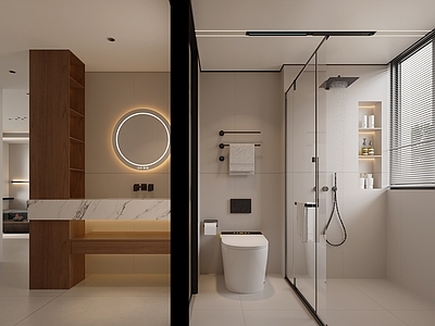 现代简约卫生间 现代原木奶油